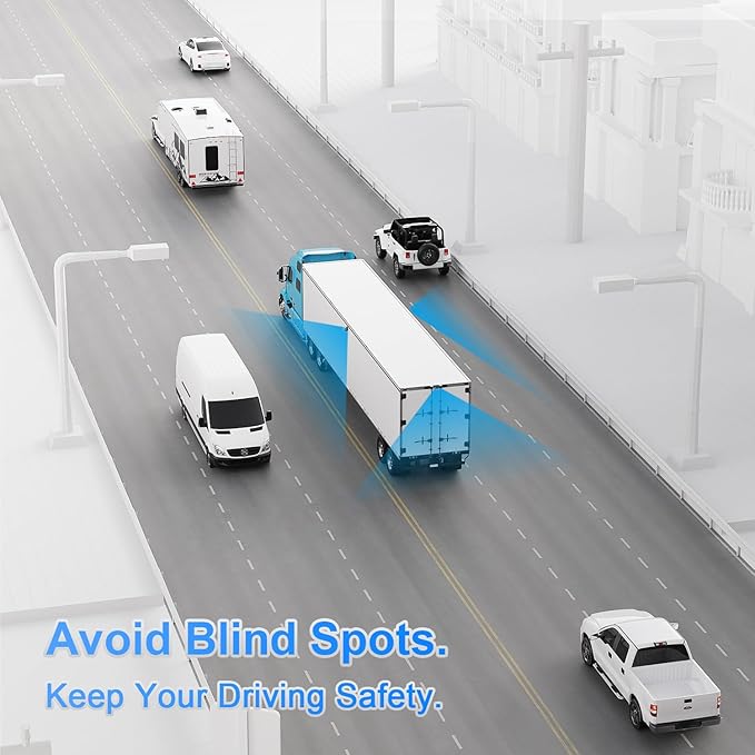 Fookoo HD 7" Wireless Backup Camera System, 1080P 7" Quad Split Screen Monitor, IP69 Waterproof Side Rear View Cameras, Parking Lines, Loop Recording, Digital Signal for RV/Trailer/Truck/Bus (DW7T4)-PawvioPets