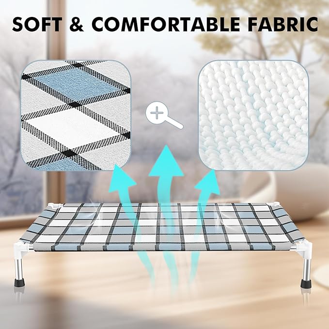 Elevated Outdoor Raised Dog Bed Outdoor Dogs Bed Lifted Pet Bed Dog Cot for Medium Pet Taste Life, Start with A Pet Bed 34'' x 20'' x 6.5''-PawvioPets