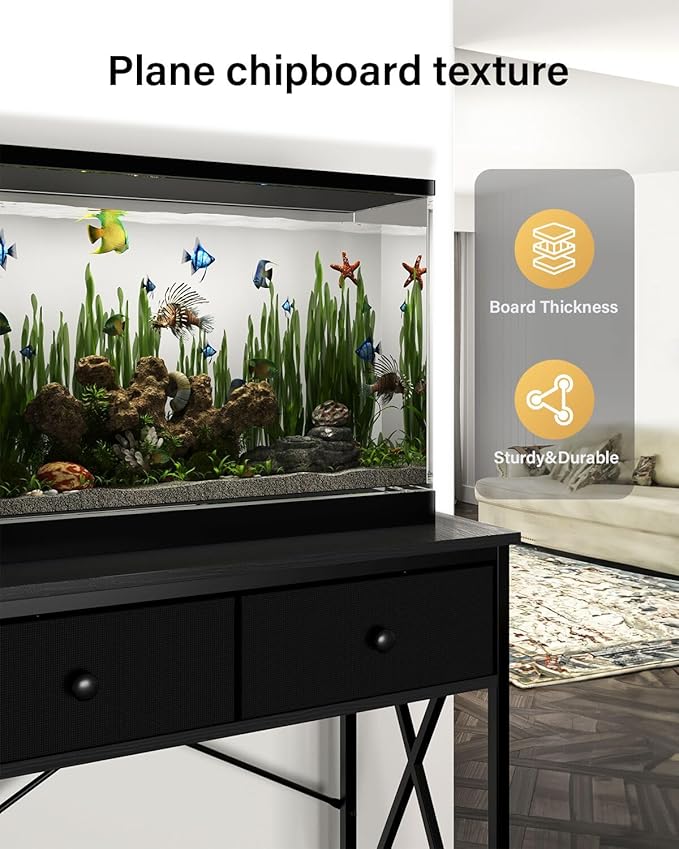 Fish Tank Stand 40 Gallon: Sturdy Aquarium Stand with Accessories Storage - Metal Fish Tank Table for 40-50 Gallon Reptile Breeder Turtle Terrarium - 35"X19.54" Weight Capacity 660 lbs-PawvioPets