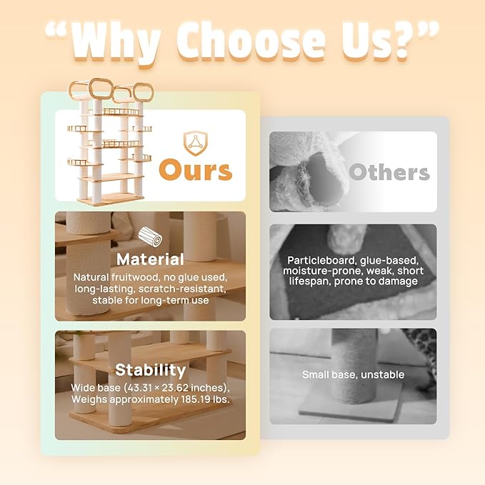 77'' Large Modern cat Tree, Multi-Level Tall Solid Cat Tower, Cat Furniture for Indoor Cats, Huge Cat Condo for Multi-Cat Families-PawvioPets