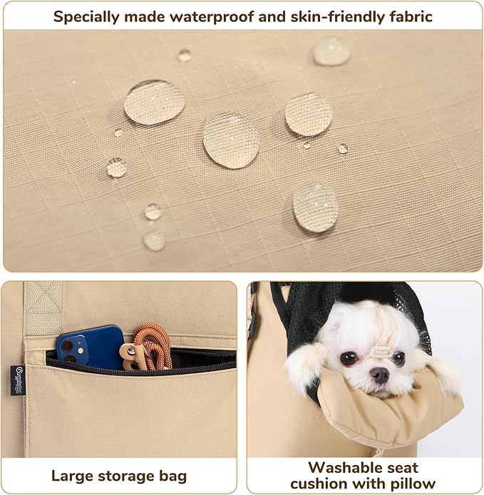 BurgeonNest Dog Purse Carrier for Small Dogs and Cats, Soft Sided Cozy Plush Pet Bag Carrier, 15.7" L x 8" W x 11" H Lightweight Pet Tote Bag with Secure Harness Clip-PawvioPets