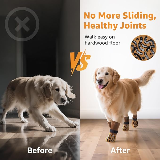 Double Sides Non-Slip Dog Socks to Prevent Licking Paws - Strong Traction for Paw Protector, Senior Dogs, Hardwood Floors, Dog Booties with Grippers X-Small-PawvioPets