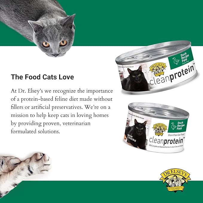 Dr. Elsey's cleanprotein Duck Recipe Wet Cat Food Case of 24, 2.75 oz Canned Food-PawvioPets