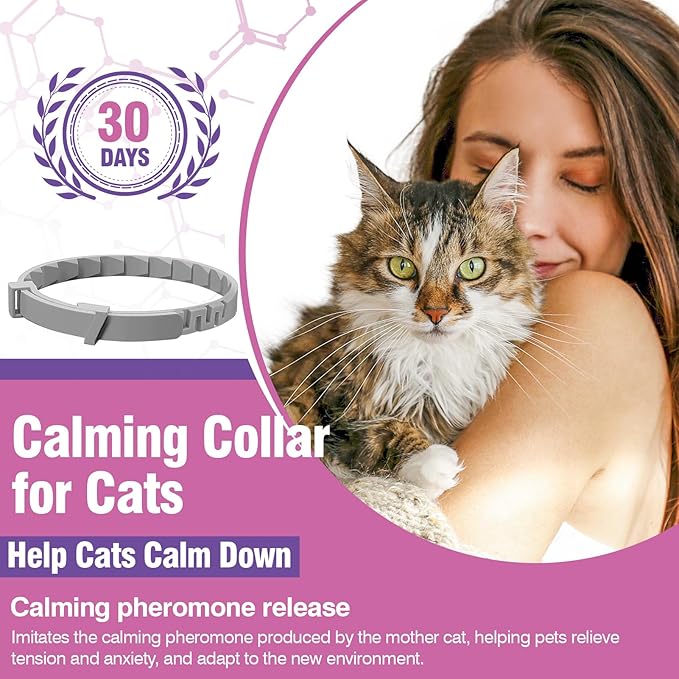 Calming Collar for Cats 4 Pack - Adjustable Soother - Anxiety Relief - Stress Pheromone Collar - Comfort Cat Calm Collars - Lasts 30 Days-PawvioPets
