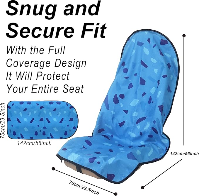 Car Seat Cover Protector Front Seats,for Gym Workout,Running,Swimming,Beach and Hiking,Waterproof Sweat Towel Bucket Seat Covers for Cars SUV Trucks (Blue Marbling, 1Pcs)-PawvioPets