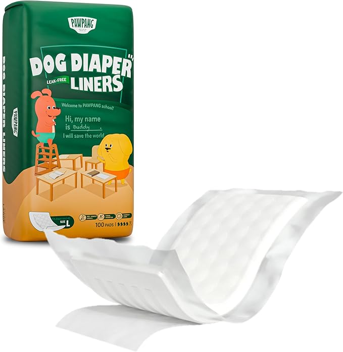 Disposable Dog Diaper Liners Booster Pads for Male & Female Dogs, 100ct, 4 Sizes Options, Doggie Diaper Inserts fit Most Types of Dog Diapers - Pet Belly Bands & Male Wraps (Large (100 ct))-PawvioPets