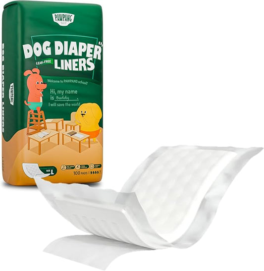 Disposable Dog Diaper Liners Booster Pads for Male & Female Dogs, 100ct, 4 Sizes Options, Doggie Diaper Inserts fit Most Types of Dog Diapers - Pet Belly Bands & Male Wraps (Large (100 ct))-PawvioPets