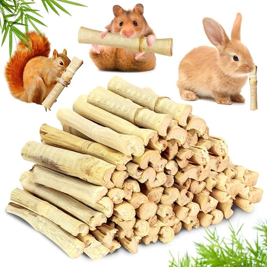 2lb Natural Sweet Bamboo Chew Toys for Small Pets - Organic Molar Sticks with Xylose & Vitamins for Rabbit, Guinea Pig, Hamster - Dental Care & Chewing Entertainment-PawvioPets