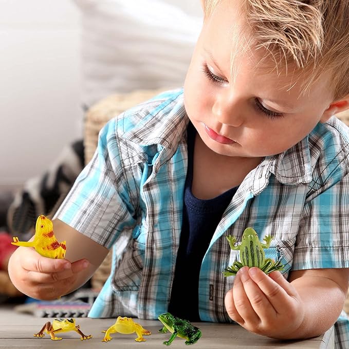 24 Pieces Plastic Frogs Toy Mini Vinyl Realistic Frog Decorations Fun Rain Forest Character Figures Lifelike Toy for Rana Crafting Party Supplies Home Decor Game-PawvioPets