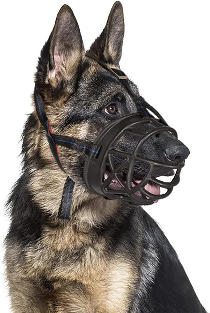 Dog Muzzle Breathable Basket Muzzles for Large and X-Large Dogs, Stop Biting, Barking and Chewing, Best for Aggressive Dogs Black Brown (Black Rubber, XL)-PawvioPets