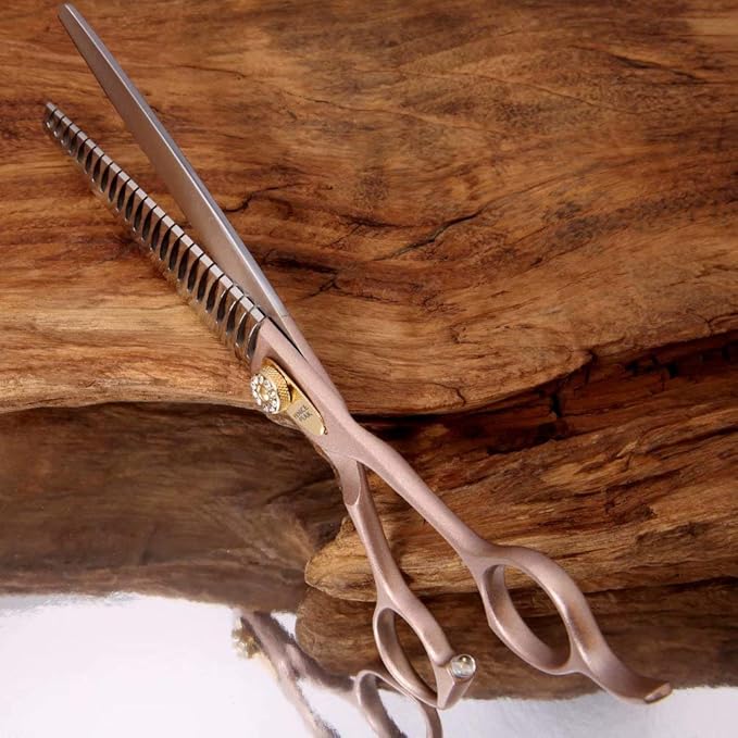Fenice Peak Thinning Shears for Dogs and Cats Pet Grooming Scissors Chunkers Shears 440C Stainless Steel Professional Dog Trimming Scissors 7.5''-PawvioPets