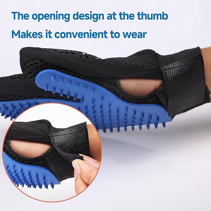 Cat & Dog Grooming Gloves for Shedding - Efficient Deshedding Pet Grooming Gloves 2-in-1 Deshedding Brush & Massage Mitt-Safe for Dogs & Cats (1 Pair Blue)-PawvioPets