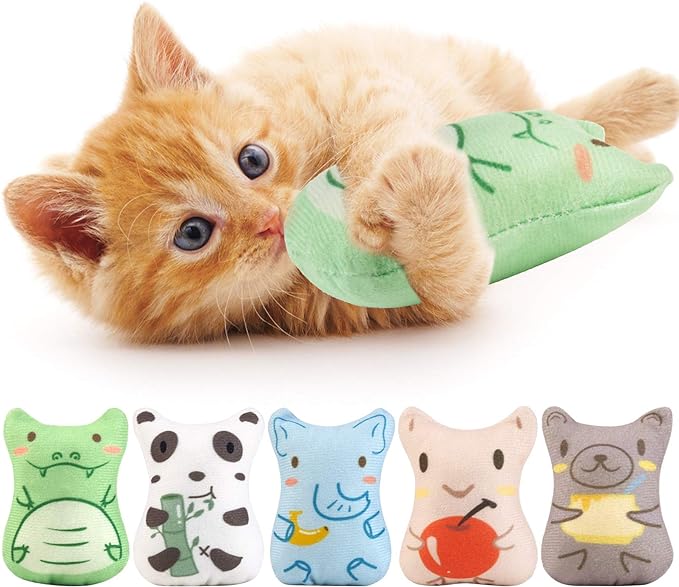 Dorakitten Catnip Toys for Indoor Cats - 5PCS Plush Cat Chew Toys Teething Interactive Catnip Filled Kitten Toy Soft Pet Toy-PawvioPets