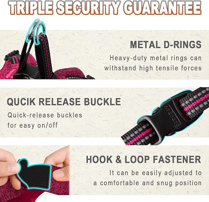 Dog Harness Step in Dog Vest Harness, Reflective Adjustable Puppy No Pull Harness Breathable Soft for Small and Medium Dogs Cats, Pink/Black, XXS-PawvioPets