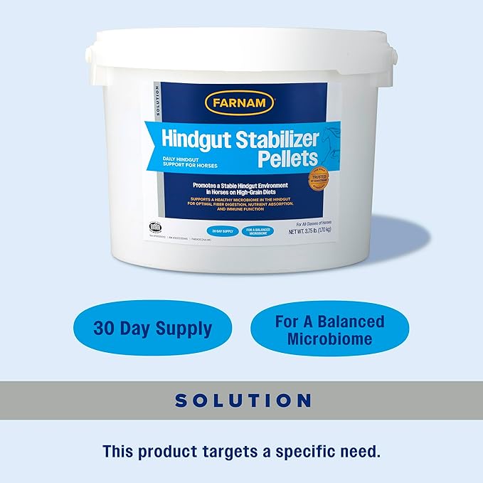 Farnam Hindgut Stabilizer Pellets, Daily Digestive & Immune Supplement for Horses Helps Maintain a Balanced Microbiome for Optimal Digestion-PawvioPets