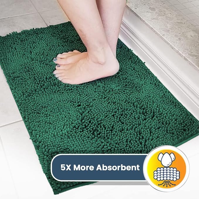 Muddy Mat® Shown on TV – Super Absorbent Door Mat Indoor, Microfiber Quick Dry Chenille Entryway Rug, Non-Slip Front Door Mat, Indoor Mats for Entryway, Machine Washable Pet Rug, Dark Green 36"x60"-PawvioPets
