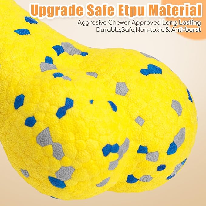 7.28" Indestructible Large Bone Balls for Aggressive Chewers Durable Stick Bouncy Interactive Chew Toy for Dogs Fetch Game Lightweight Floating Outdoor Training, Yellow-PawvioPets