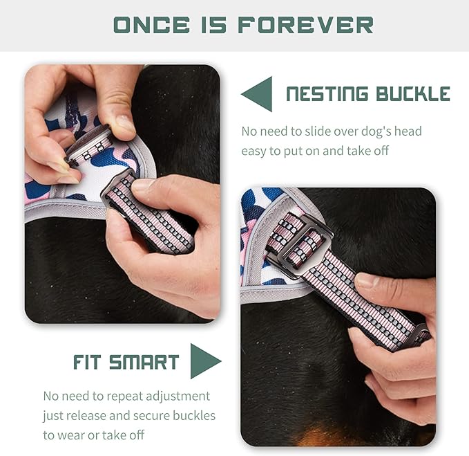 BUMBIN Tactical Dog Harness for Small Dogs No Pull, Famous TIK Tok No Pull Puppy Harness, Fit Smart Reflective Pet Walking Harness for Training, Adjustable Dog Vest Harness with Handle Pink Camo S-PawvioPets