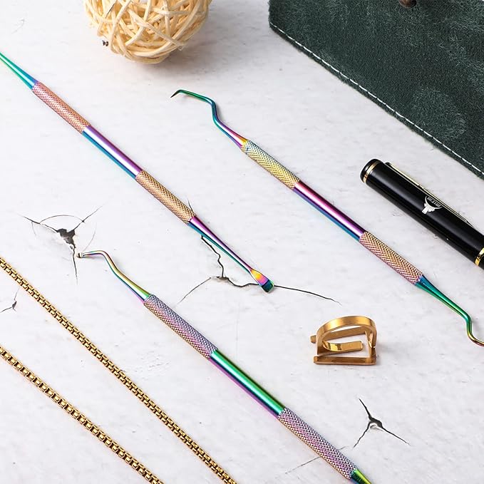 3 Pieces Dog Dental Tooth Scaler and Scraper Stainless Double Headed Tarter Removing Tool Scraper Pet Teeth Cleaning Tools for Dog and Cat (Rainbow Color)-PawvioPets