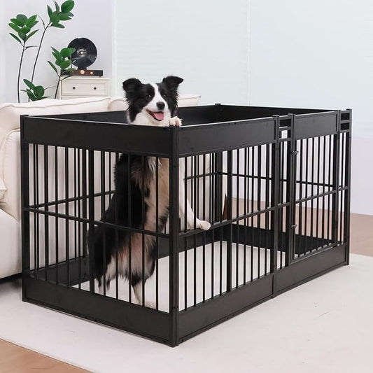 Dog Playpen, 31.5" Height Dog Pen Indoor, Heavy Duty, Safe and Sturdy, Furniture Style Puppy playpen-PawvioPets