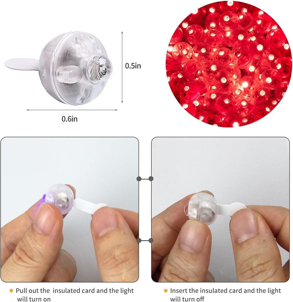 Aogist 100Pcs Red Balloon Lights with Hook,Long Standby Time,Waterproof Mini Light for Birthday Party Wedding Christmas Halloween Easter Decorative (Steady)