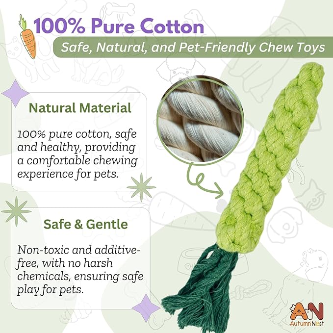 3PCS Green Woven Pet Chew Set, Dog Chew Accessories, Cat Interactive Chews, Safe & Durable Braided Chews for Dogs, Cats & More Pets-PawvioPets