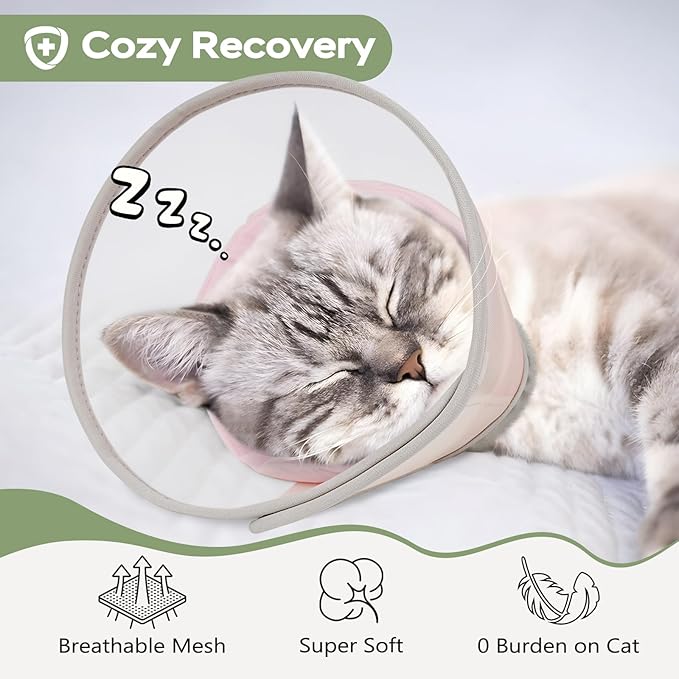 Cat Cone Collar Soft: Comfortable Waterproof Mesh Recovery Cone After Surgery to Stop Licking and Scratch, Alternative to Plastic Elizabeth Head/Neck Cone for Large Cats and Small Dogs-PawvioPets