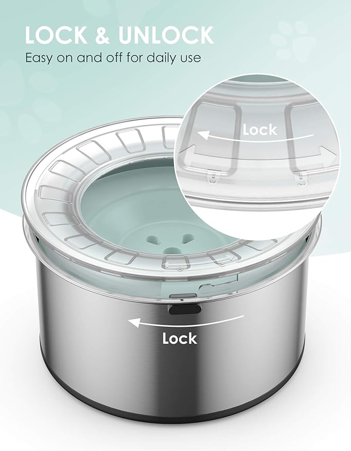 1Gallon Large Dog Water Bowl No Spill, [Anti Digging Lid & Rubber Bottom] Spill Proof Dog Bowl, Anti Splash Mess Dripless Slow Drinking Stainless Steel Water for Sloppy Messy Drinkers Car-PawvioPets