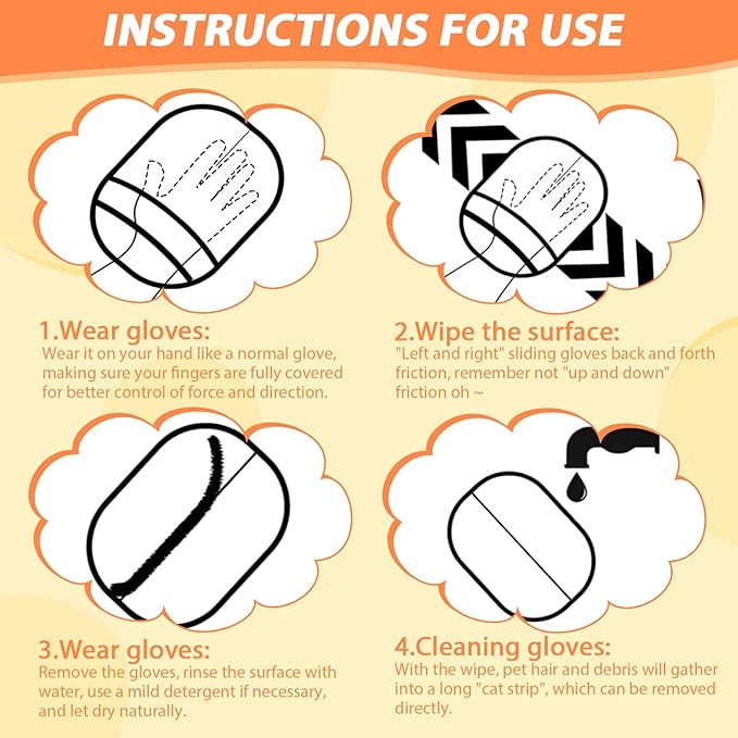 4 Pcs Pet Hair Remover Electrostatic Gloves, Upgrade Static Removal Gloves for Pet Hair, Reusable Multifunctional for Couch, Furniture, Carpet, Car Seat, Massage of Dogs and Cats-PawvioPets