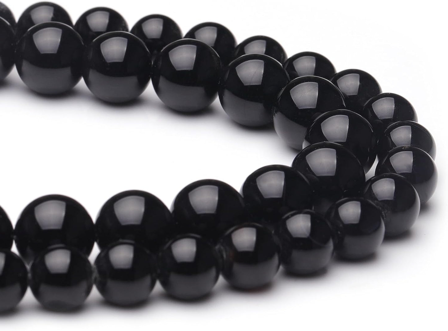 8mm Natural Stone Beads for Jewelry Making,Black Onyx Polished Smooth Round Gemstone Beads for Bracelet Necklace 15 Inch