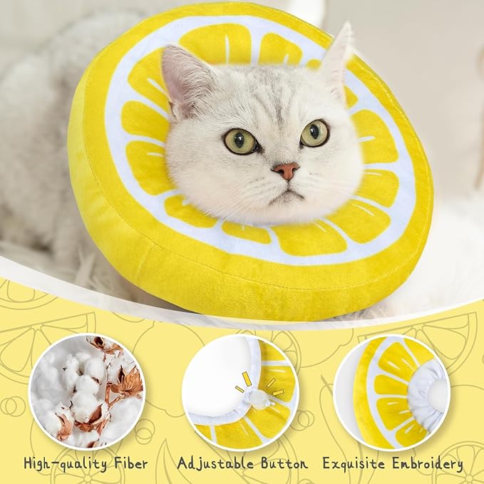 ANWA Adjustable Cat Cone Collar Soft, Cute Cat Donut Collar After Surgery, Kitten Recovery Cones to Stop Licking-PawvioPets