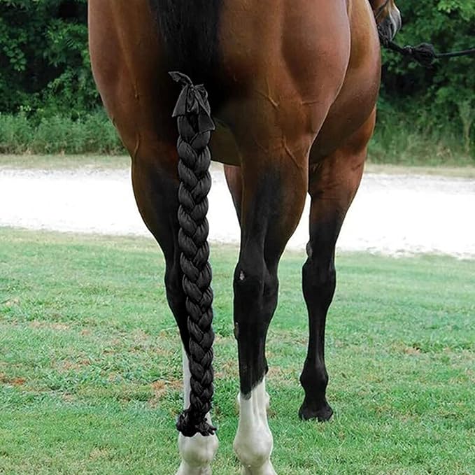Durable Braid-in Ponytail Tube Tail Bag for Horses (Black)-PawvioPets