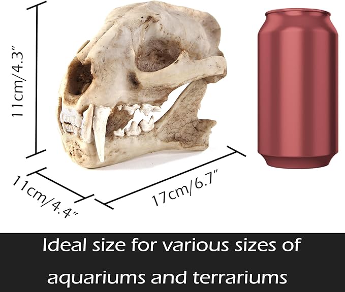 Aquarium Décor Cave Decorations Fish Hideout Betta Tarantula Reptile Snake for Terrarium Ornament Dinosaur Animal Skull Large Bones Halloween-PawvioPets