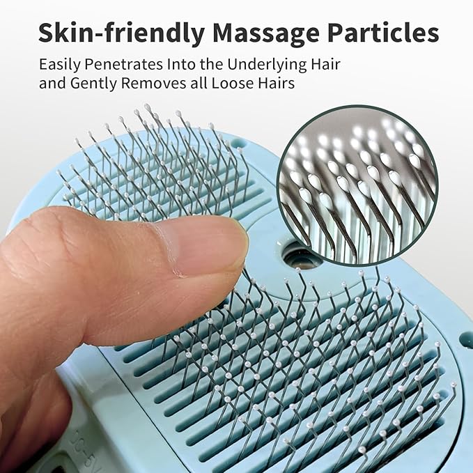 3-in-1 Self-Cleaning Pet Brush for Shedding - Removes Static and Loose Hair from Dogs and Cats (Blue)-PawvioPets