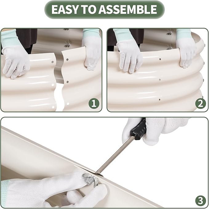 1MORE Galvanized Raised Garden Bed- Planter Garden Boxes Outdoor, Raised Beds for Gardening, 4x2x1ft Metal Garden Bed Kit for Vegetables Flower, Planter Raised Beds with Tools.White-2pack-PawvioPets