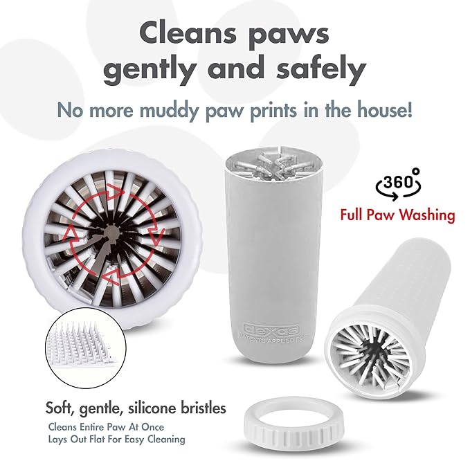 Dexas MudBuster Portable Paw Cleaner for Dogs, Large, Bright White Special Edition, Premium Pet Supplies and Accessories-PawvioPets