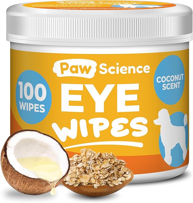Dog Eye Wipes - Hypoallergenic Eye & Face Wipes for Dogs, Cats, and Puppy - Pet Tear Stain Remover and Cleaner - Gently Cleans and Removes Discharge, Crust, and Gunk - Coconut-PawvioPets