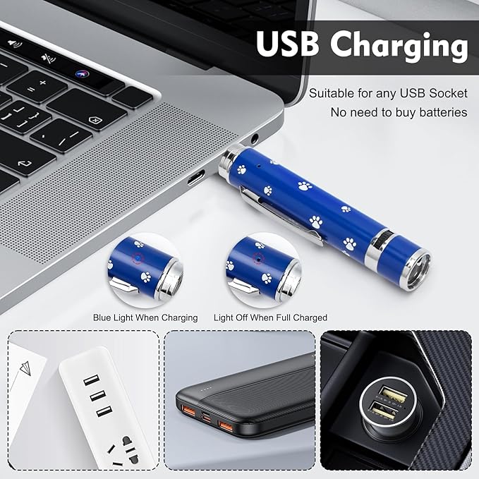 EAWONGEE Cat Toys, Interactive Toy for Cats with 7 Light Projection Modes, Interactive Kitty and Pet Dog Toy for Training Chaser, 2 Pieces Blue-PawvioPets