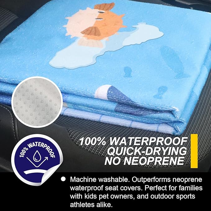 Back Seat Cover for Car Trucks Van SUV,Waterproof Rear Bench Towel Seat Covers for Dogs and Kids,Automotive Backseat Protector (Seaworld)-PawvioPets