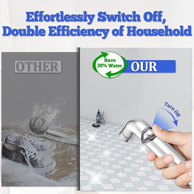 Dog Shower Attachment Metal, YDmeet Pet Washing Hose Attachment for Fast & Clean Bathing, Brass 3 Way Diverter, Adjustable Sprayer wtih Turn Off, 8 ft Hose and Holder, Chrome-PawvioPets