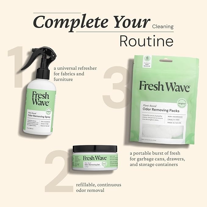 Fresh Wave Odor Removing Gel, 7 oz., Pack of 3 - Odor Absorbers for Home, Safer Odor Relief, Natural Plant-Based Odor Eliminator, Every 7 oz. lasts 15-30 Days, For Cooking, Trash & Pets-PawvioPets