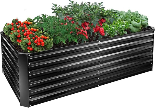 EDOSTORY Metal Raised Bed Garden Bed Kit, 6x3x2ft Tall Galvanized Planter Raised Garden Boxes Outdoor, Large Metal Raised Garden Beds for Flowers, Vegetables, Herbs-PawvioPets