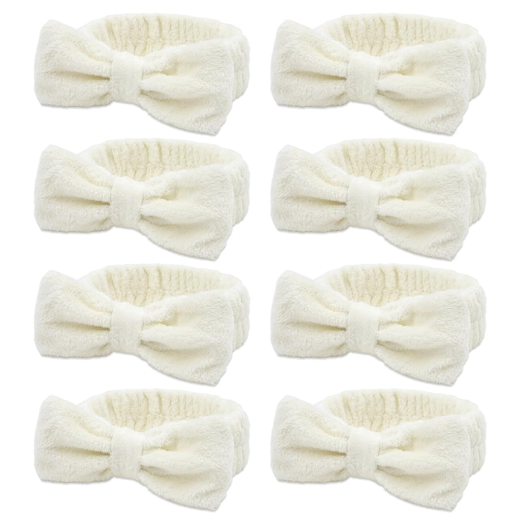 Semato 8 Pcs Creamy White Spa Headband Bachelorette Party Favor Set Skincare Headbands for Women Gifts and Party Supplies (creamy white)