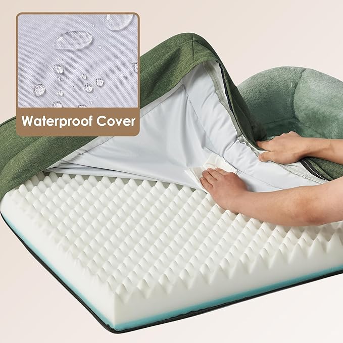 EHEYCIGA Memory Foam XXL Dog Bed for XLarge Sized, Extra Large Orthopedic Dog Sofa with Sides and Waterproof Liner, Washable Bolster Pet Couch with Removable Cover, 52x41x8 Inch, Green-PawvioPets