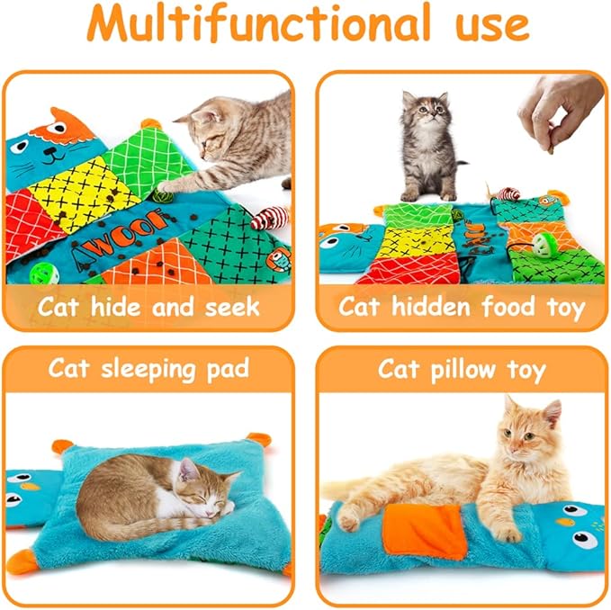 AWOOF Cute Soft Catnip Mat, Interactive Cat Toys for Indoor Cats-PawvioPets