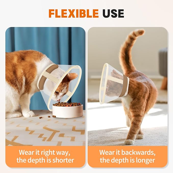 Cat Cone Collar Soft- Adjustable Comfortable Air Mesh Recovery Cone After Surgery to Stop Licking and Scratch, Alternative to Plastic Elizabethan Collar for Cat, Whiskers Freedom (Brown, S)-PawvioPets