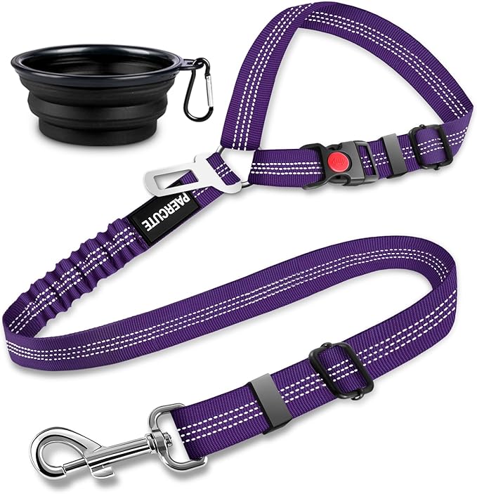 2 Piece Set Dog Seat Belt - Retractable Car Seatbelts, Adjustable Pet Restraint for Vehicle Headrest, Heavy Duty, Elastic & Durable Harness-PawvioPets