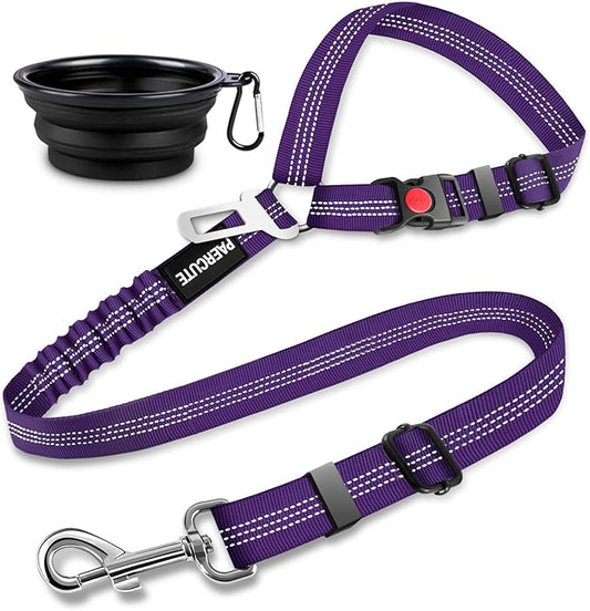 2 Piece Set Dog Seat Belt - Retractable Car Seatbelts, Adjustable Pet Restraint for Vehicle Headrest, Heavy Duty, Elastic & Durable Harness-PawvioPets