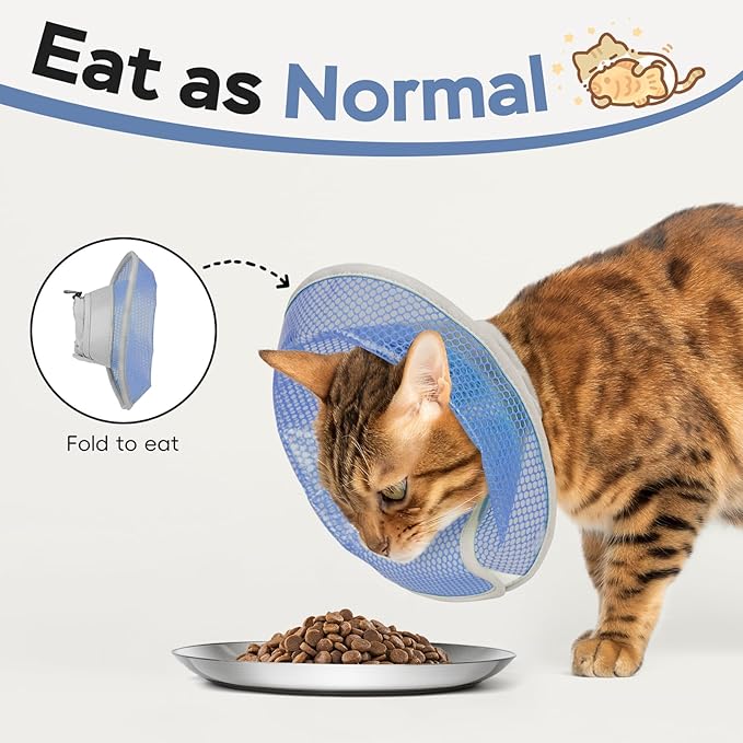 Cat Cone Collar Soft to Stop Licking After Surgery, Waterproof Lightweight Recovery Collar for Cats and Small Dogs, Elizabeth Plastic Cone Alternative, Neck Pillow to Prevent Scratches-PawvioPets
