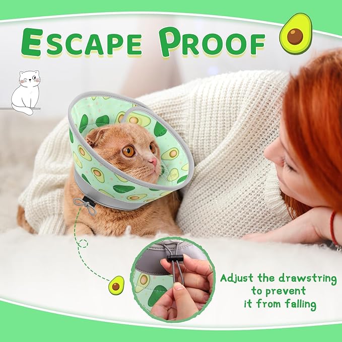 Cat Cone Collar Soft to Stop Licking, Adjustable, Foldable Lightweight Kitten Cones After Surgery Recovery for Cats & Kittens, Cat Cone Alternative (Light Green, S)-PawvioPets